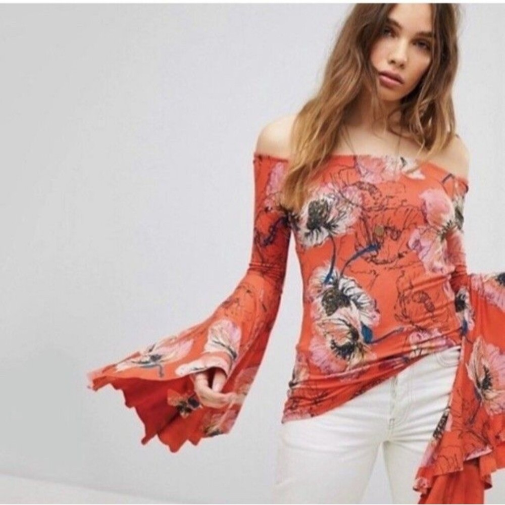 Free People We The Free Birds Of Paradise Top Women’s M Butterfly Sleeve Boho